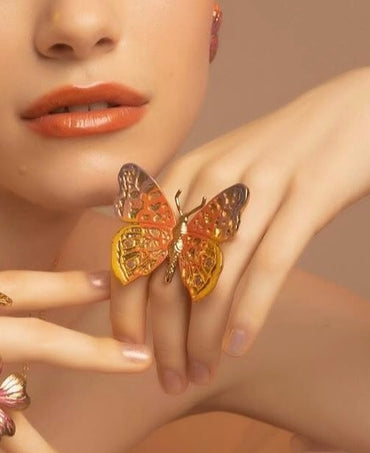 Anillo Maxi Mariposa Atardecer - Pintado