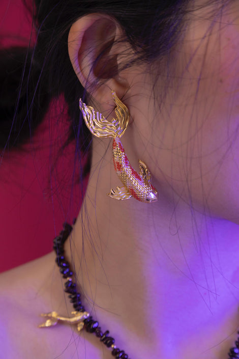Aretes Pez Koi - Pintado