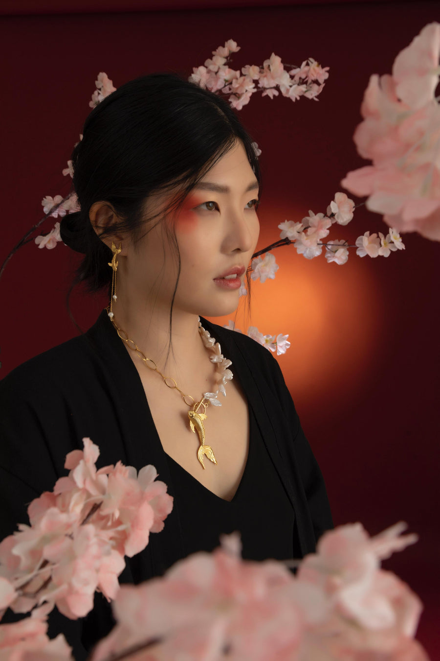 Collar Pez Koi Perlas - Oro