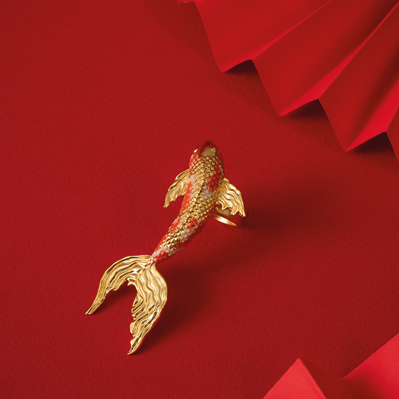 Anillo Maxi Pez - Oro Pintado