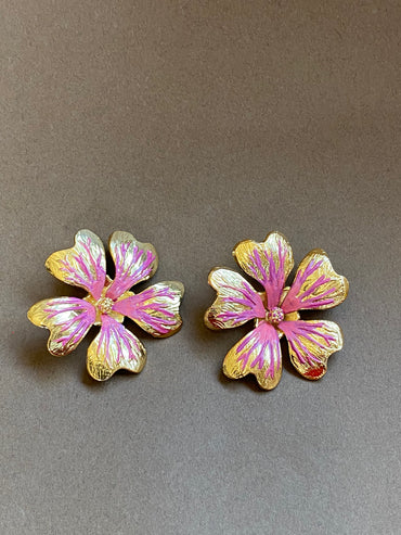 Aretes Flor Malva - Pintado