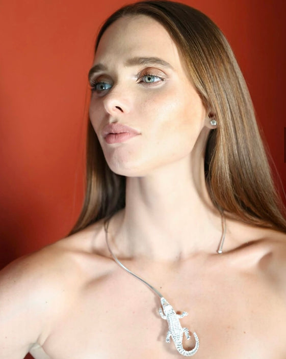 Choker Cocodrilo - Plata