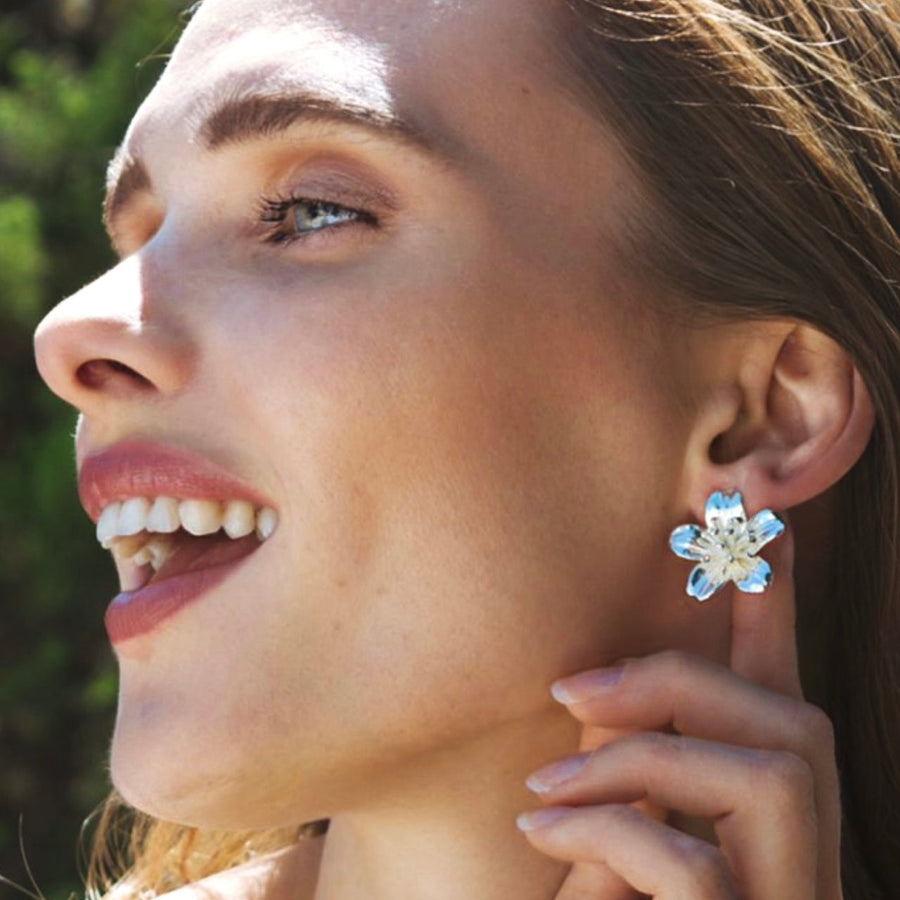 Aretes Flor - Plata